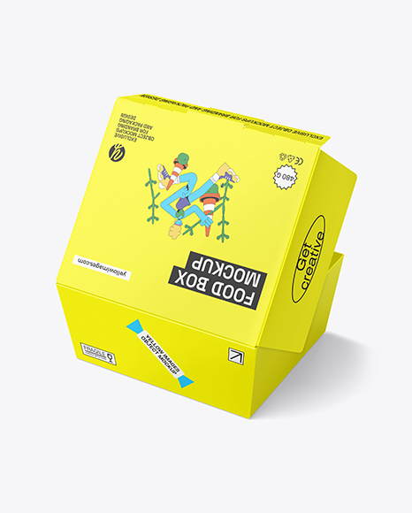 Opened Paper Food Box Mockup - Burger box mockup
