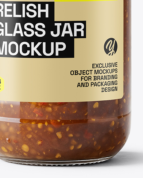 Glass Jar with Sweet Relish Sauce Mockup