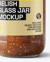 Glass Jar with Sweet Relish Sauce Mockup