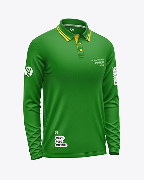 Men's Long Sleeve Polo Shirt Mockup - Men's+Long+Sleeve+Polo+Shirt+-+Back+View+in+Apparel+...