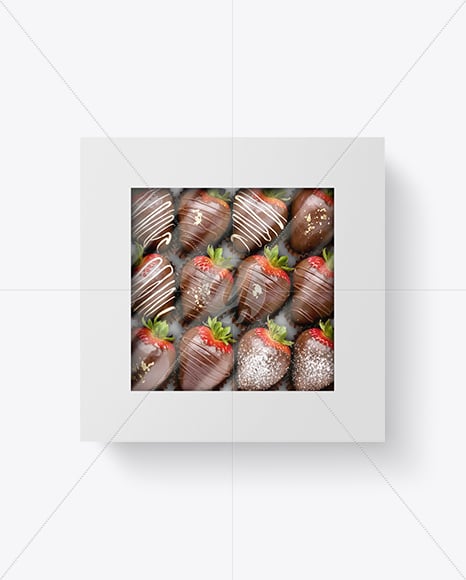 Box with Chocolate Covered Strawberry Mockup