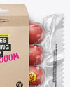 Clear Plastic Flow-Pack with Sausages in Kraft Paper Holder Mockup