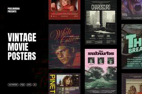 Old Movie Posters Collection - Stationery Mockups