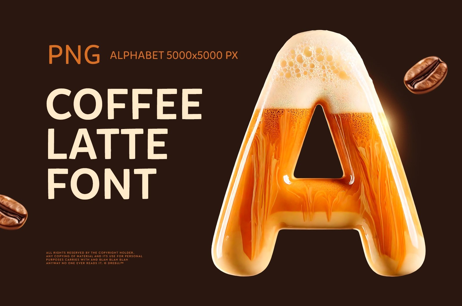 Coffee Latte Font: Geometric 3D Alphabet PNG