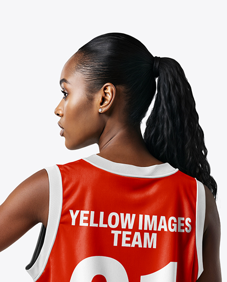 Female Basketball Player Wearing Jersey and Shorts Mockup
