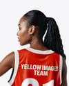Female Basketball Player Wearing Jersey and Shorts Mockup