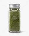 Square Glass Jar with Dill Weed Spice Mockup