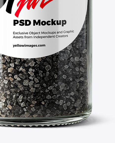 Glass Jar with Black Sea Salt Mockup