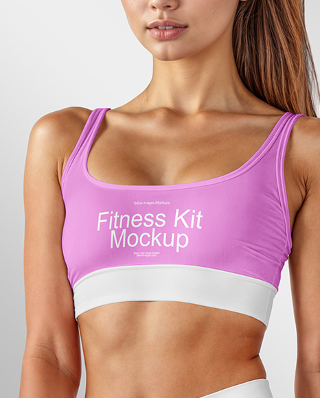 Woman Wearing Sports Bra and Shorts Mockup
