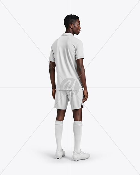 Soccer Player Wearing Polo Collar Jersey and Shorts Mockup