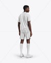 Soccer Player Wearing Polo Collar Jersey and Shorts Mockup