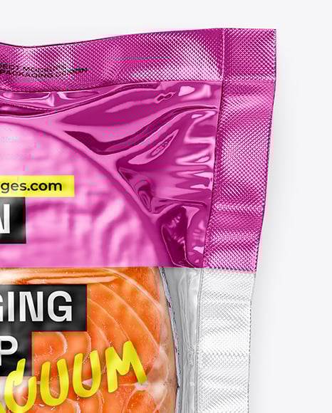 Clear Plastic Flow-Pack with Salmon Fish Steak Mockup
