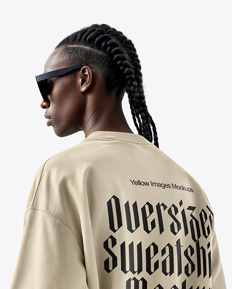 Man Wearing an Oversize Sweatshirt and Jeans Mockup