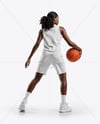 Afro-American Female Basketball Player Wearing Full Basketball Uniform Mockup
