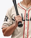 Man Wearing a Full Baseball Kit with Bat Mockup