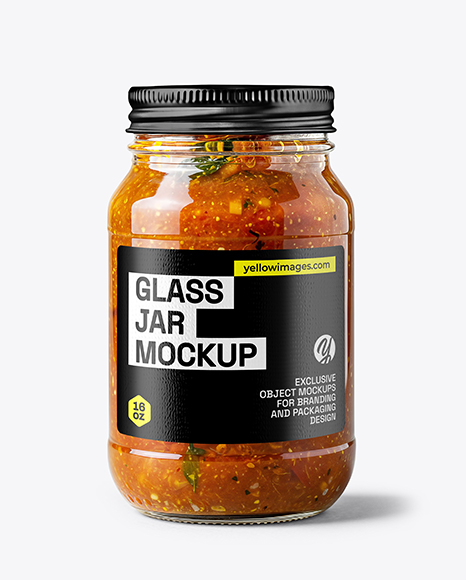 Clear Glass Jar with Tomato Chutney Mockup - Tomato paste mockup