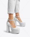 Woman Wearing Pants and Platform Heels Mockup
