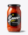 Clear Glass Jar with Tomato Salsa Mockup