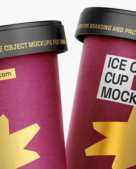 Two Kraft Paper Ice Cream Cups Mockup