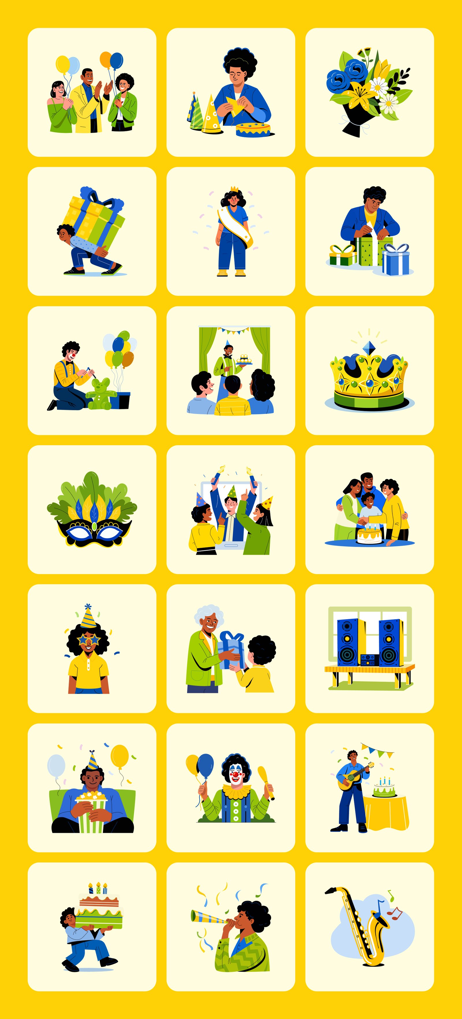 Happy Birthday Illustration Set