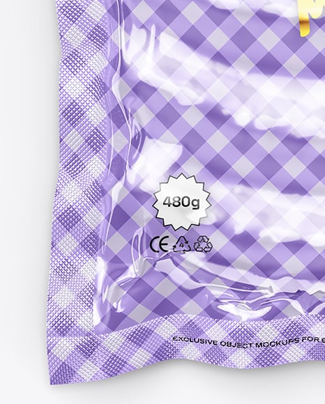 Glossy Plastic Flow-Pack with Sausages Mockup