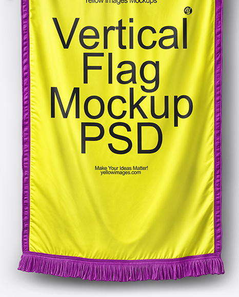 Vertical Flag With Metallic Pole Mockup