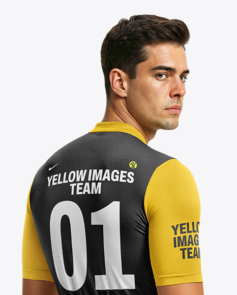 Man Wearing Cycling Jersey and Bib Shorts Mockup