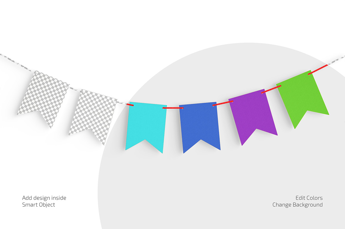 Festive Flags Garland Mockup Set
