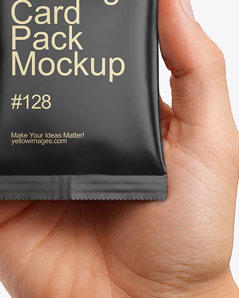 Matte Trading Card Pack in a Hand Mockup