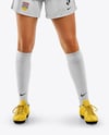 Woman Wearing Soccer Jersey and Shorts Mockup