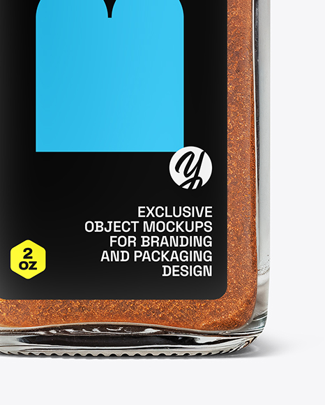 Square Glass Jar with Cayenne Pepper Mockup