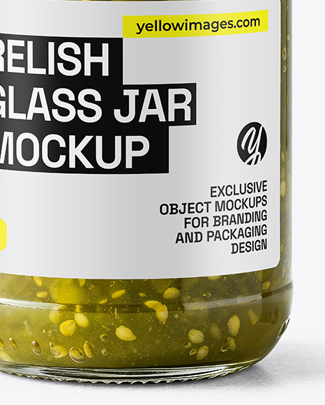 Glass Jar with Green Relish Sauce Mockup