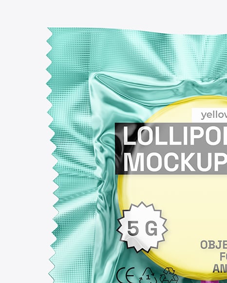 Transparent Lollipop Sachet with Metallic Underlay Mockup