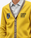 Young Man Wearing Cardigan and Shirt Mockup