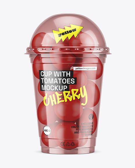Plastic Cup with Cherry Tomatoes Mockup