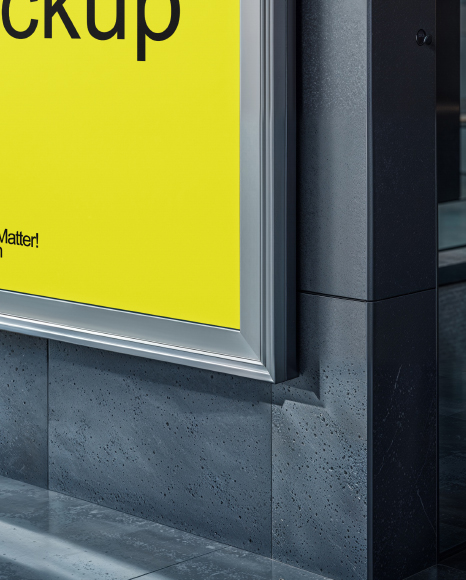 Concrete Wall with Framed Poster Mockup