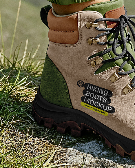 Pair of Hiking Boots on Woman's Legs Mockup