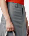Young Woman with Tote Bag Wearing a Denim Skirt Mockup