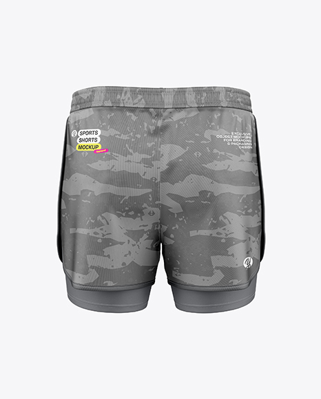 Men's Double-Layer Shorts Mockup - Back View