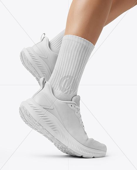 Running Shoes on Women's Legs Mockup
