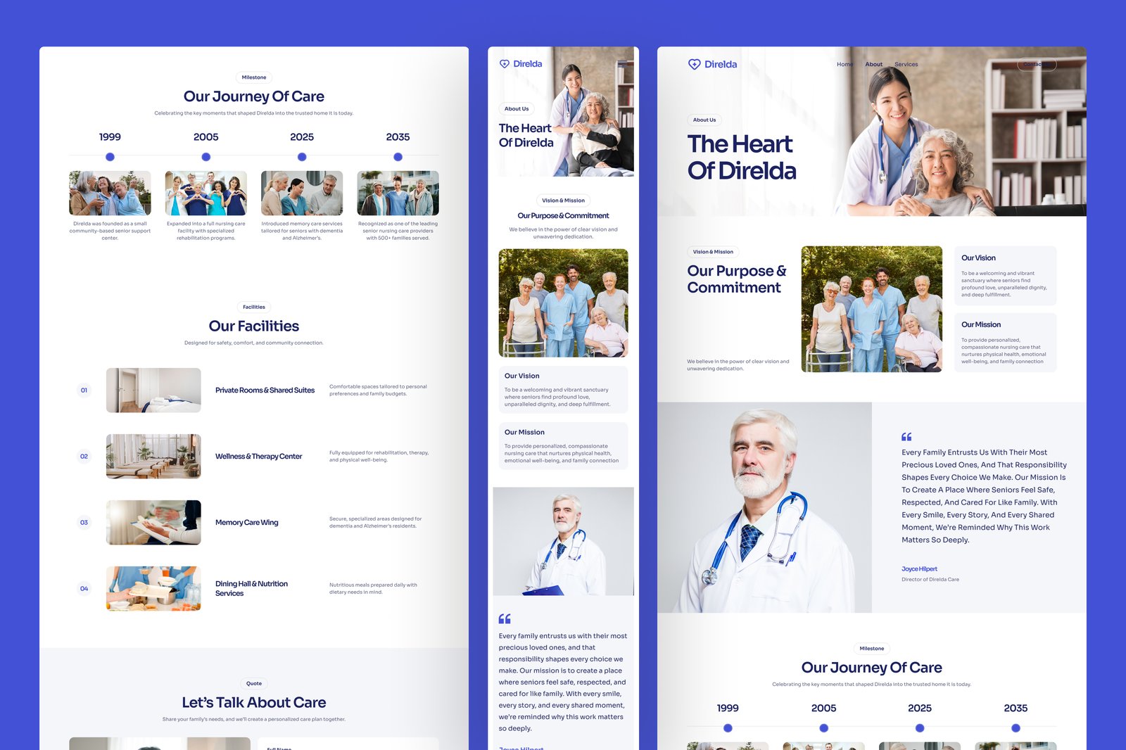 Direlda – Senior Nursing Care Website UI Figma Template