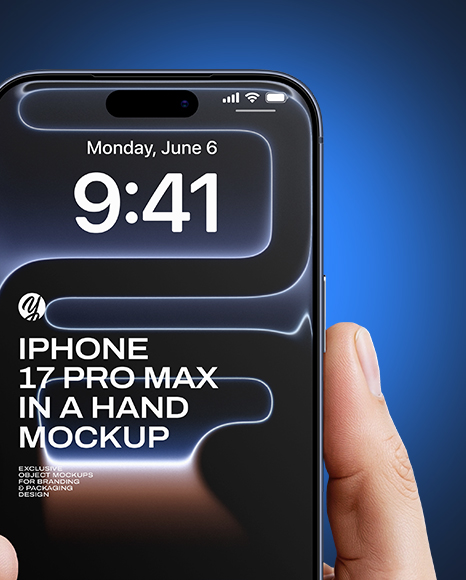 iPhone 17 Pro Max Deep Blue in a Hand Mockup