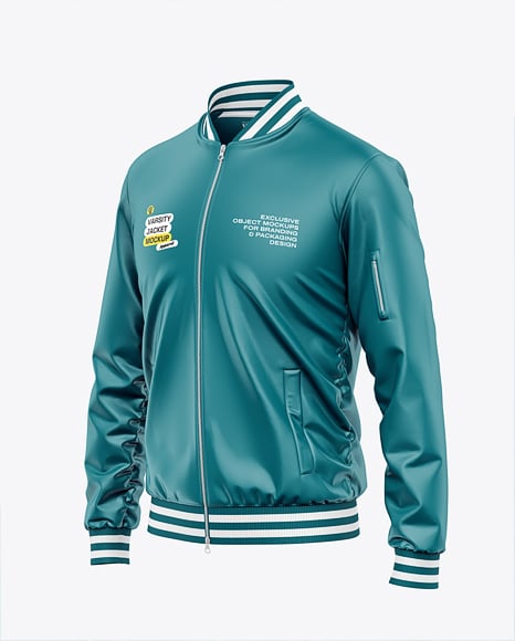 Satin Varsity Zip-Up Jacket Mockup - Jacket mockup