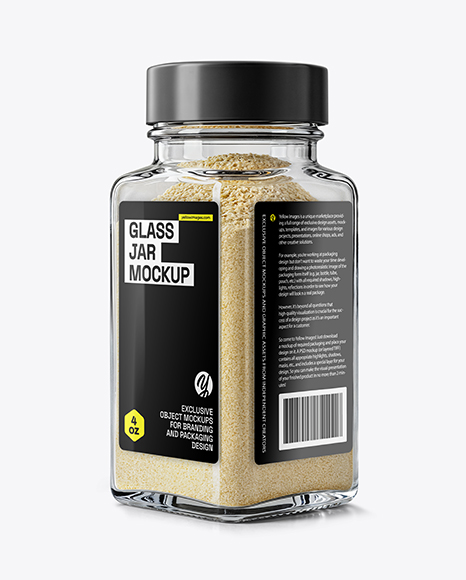 Square Glass Jar with Garlic Powder Mockup - Realistic mockups