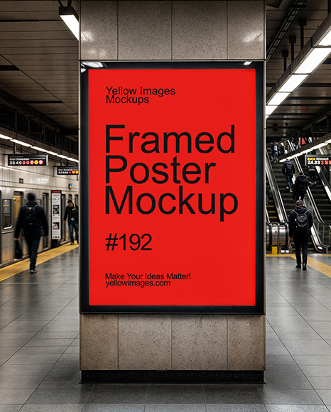 Framed Poster in Subway Station Mockup