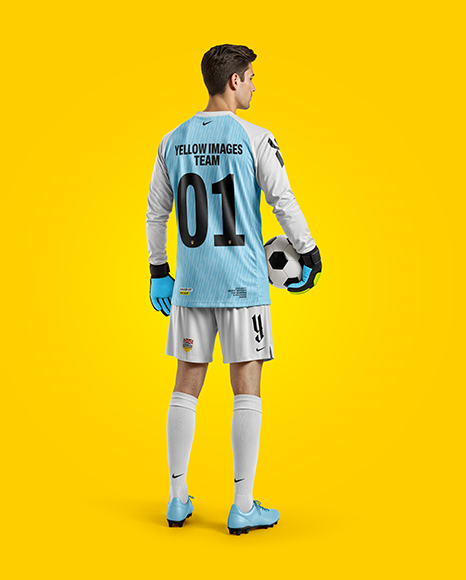 Soccer Goalkeeper Wearing Long Sleeve Jersey and Shorts Mockup
