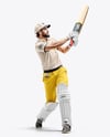 Man Wearing Full Cricket Kit with Bat Mockup