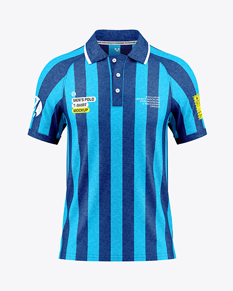 Men's Heather Raglan Polo Shirt Mockup - Front View