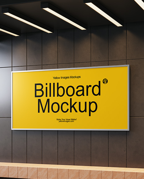 Billboard on a Wall Mockup - Wall frame mockup