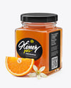Square Glass Jar with Orange Blossom Honey Mockup